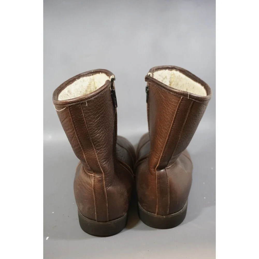 VTG Dexter Campus Boots Brown Zip Leather Sherpa Lined 0109 USA Men's US 10.5 M